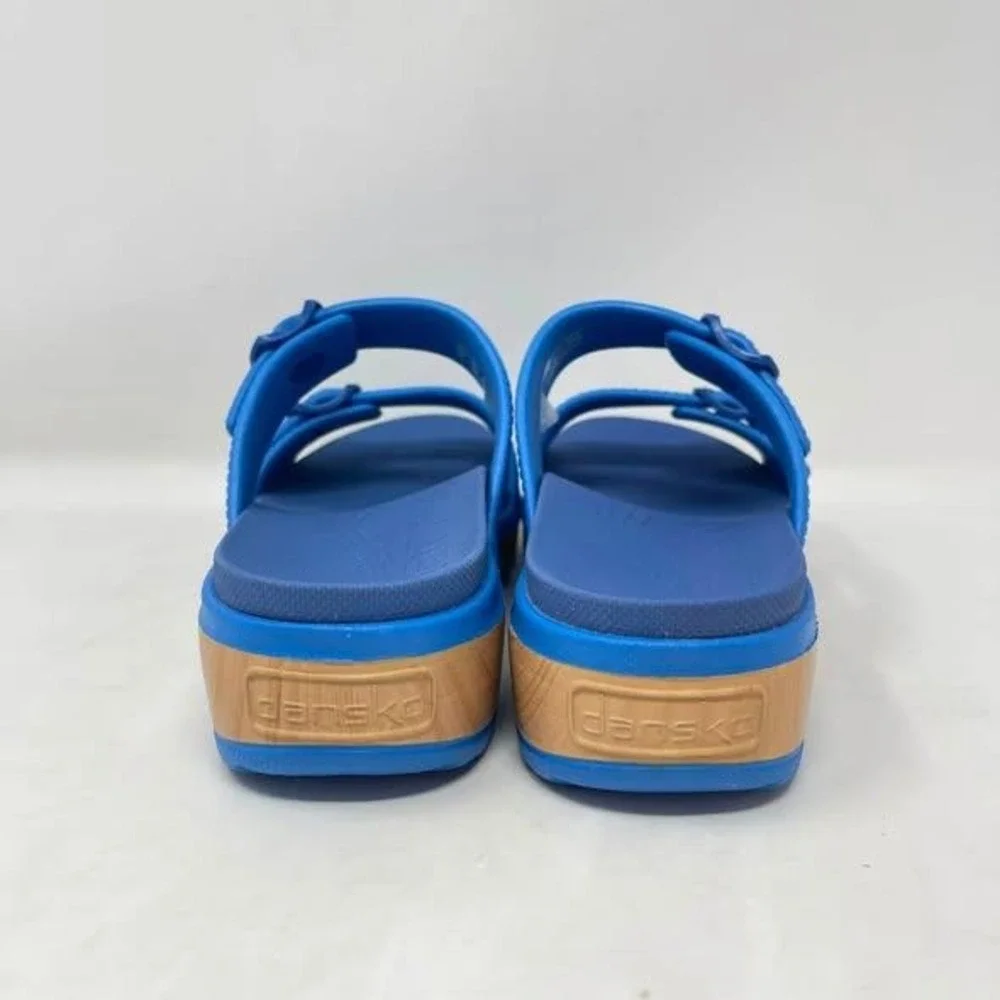 Dansko Kandi Comfort Wedge Sandals Womens 40 Blue Molded EVA Comfort 2-Strap